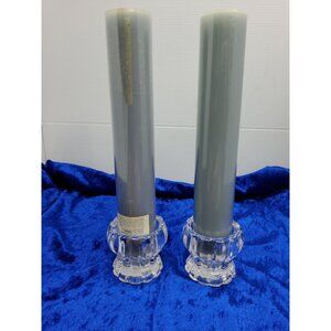 vintage set of deplomb u.s.a. 24% crystal lead glass candle holders
